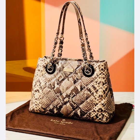 Kate Spade Handbags - Kate Spade Quilted Maryanne Snakeskin embossed Handbag with dust bag EUC $378